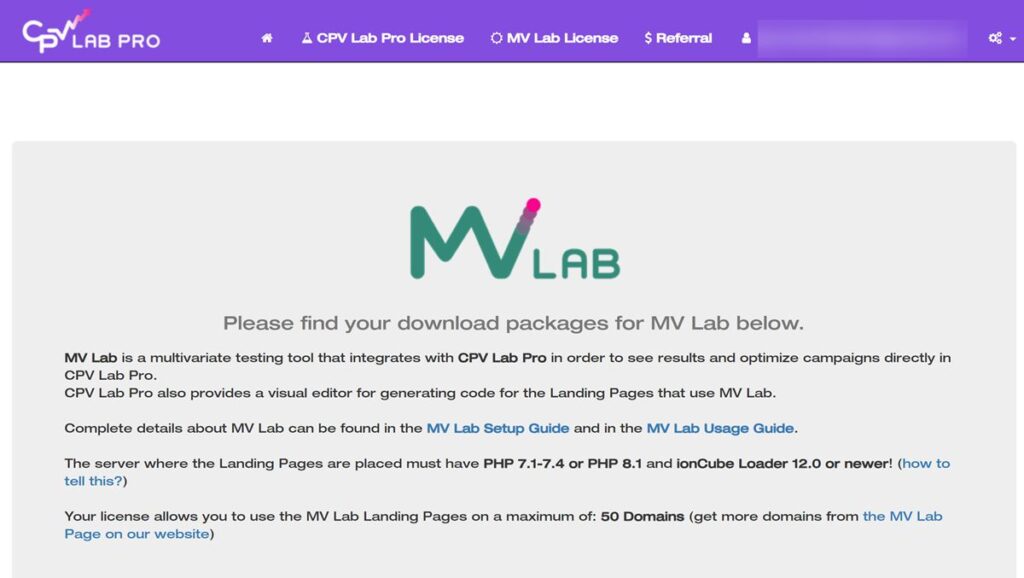 MV Lab - package details