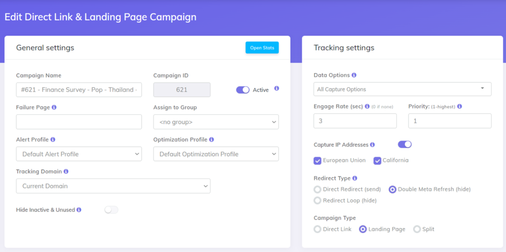 Profitable Campaigns With PopCash and CPV Lab - setup campaign in CPV Lab ad tracker