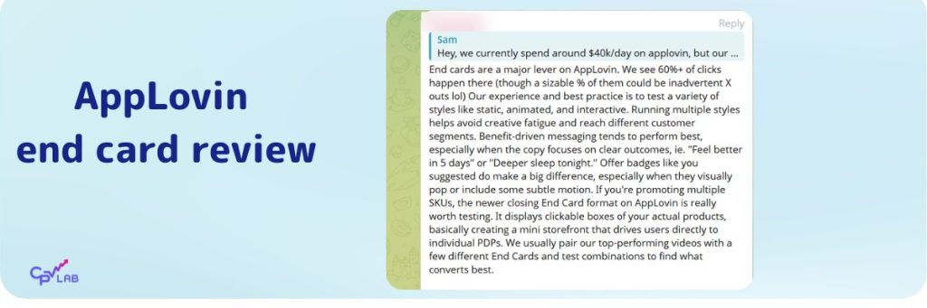 AppLovin end card review