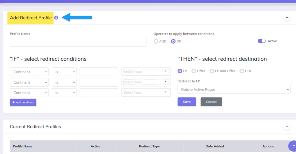 Add redirect profile in CPV Lab