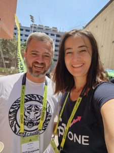 Julia Draghici with Andrei from BuyGoods  at Affiliate TakeOver Barcelona 2025