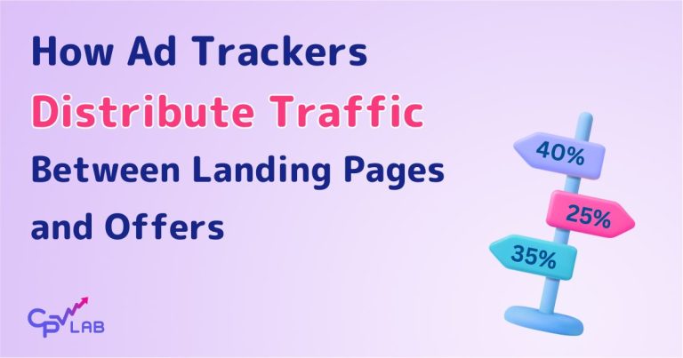 How ad trackers distribute traffic between landing pages and offers