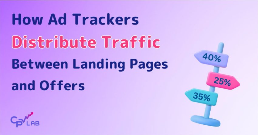 How ad trackers distribute traffic between landing pages and offers