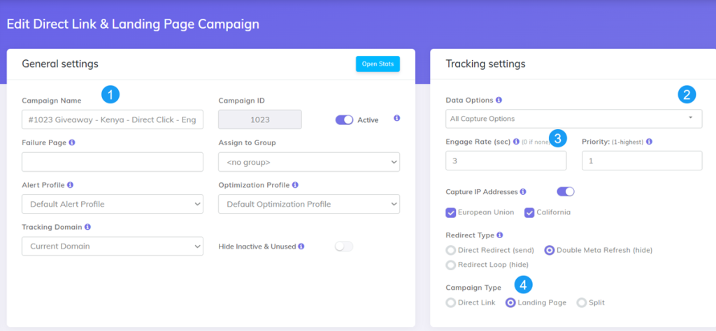 edit direct link campaign