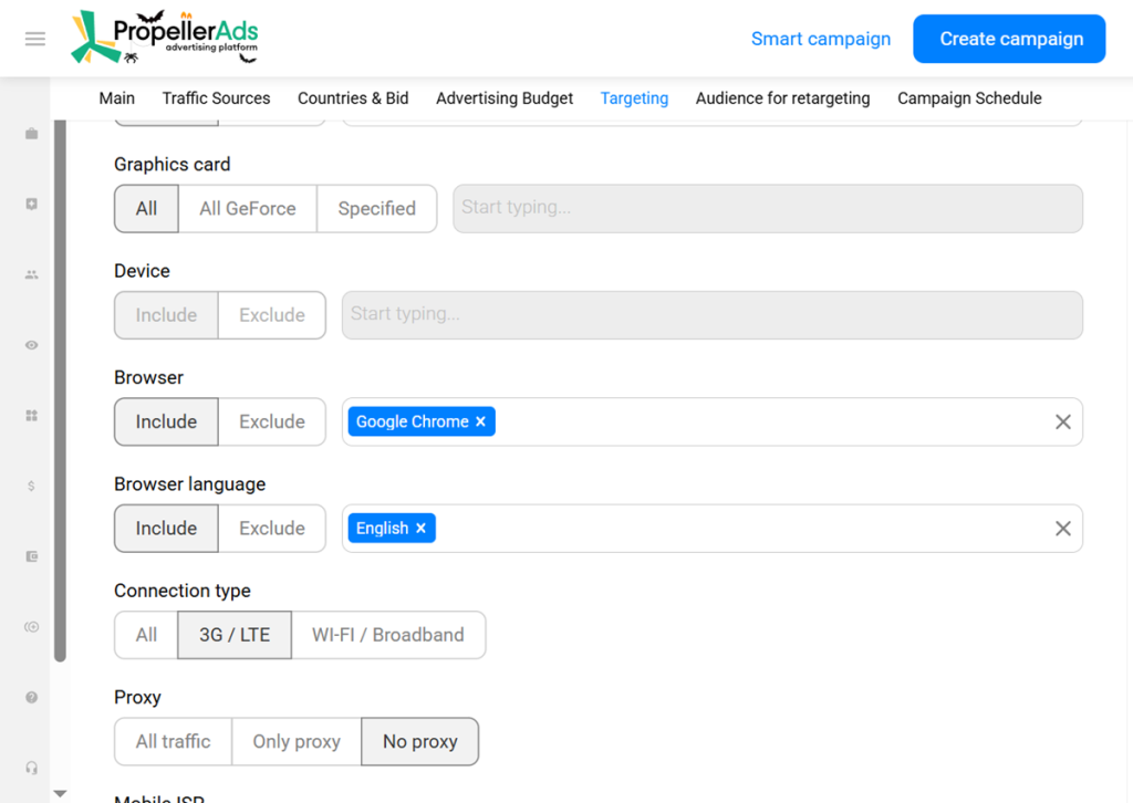 split-testing offers Propeller ads setting campaign