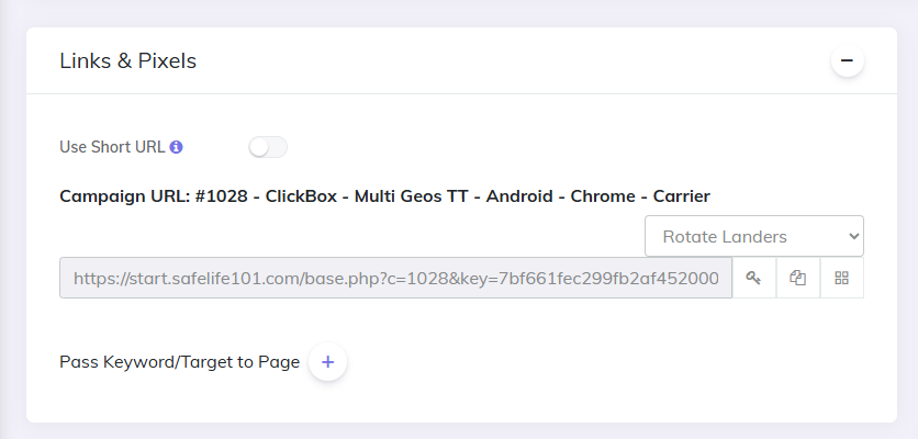 CPV Lab tracking link for a campaign
