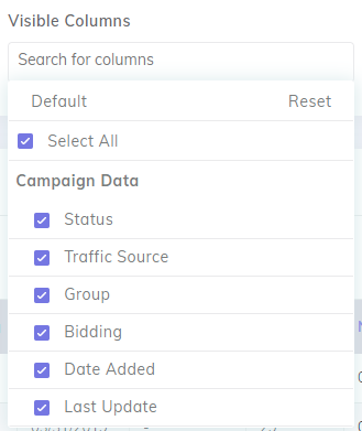 Campaigns Data Options