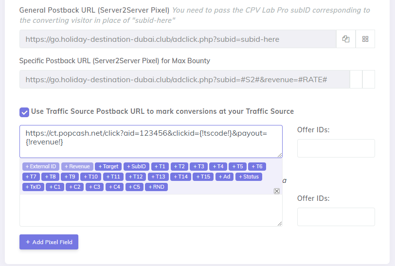 Traffic Source Postback URL