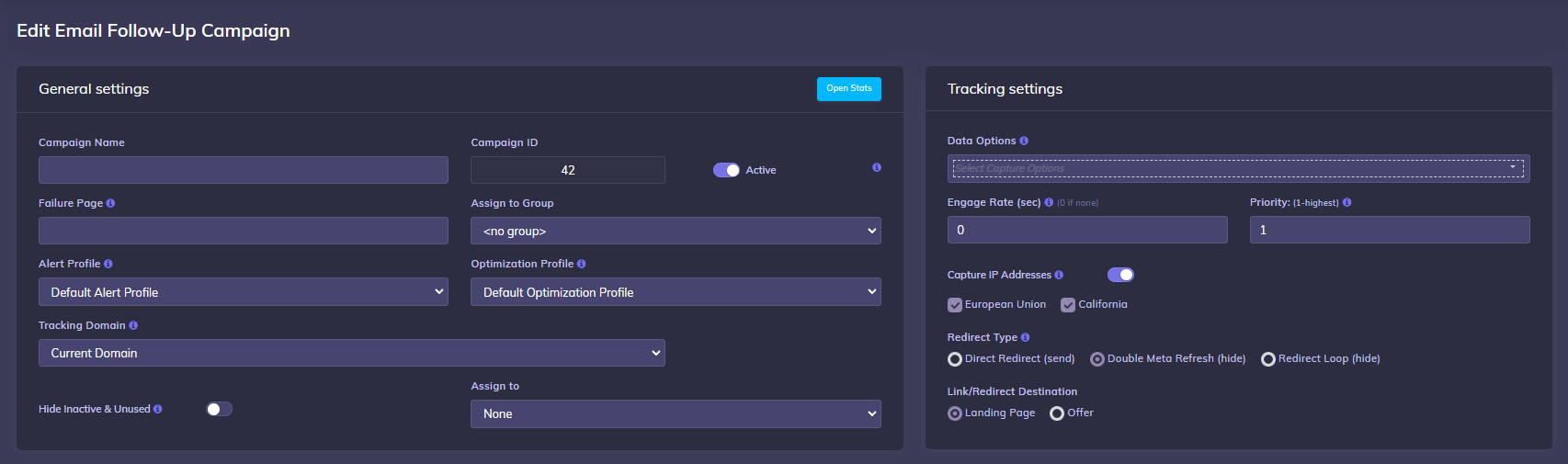 Email Follow-up General Settings