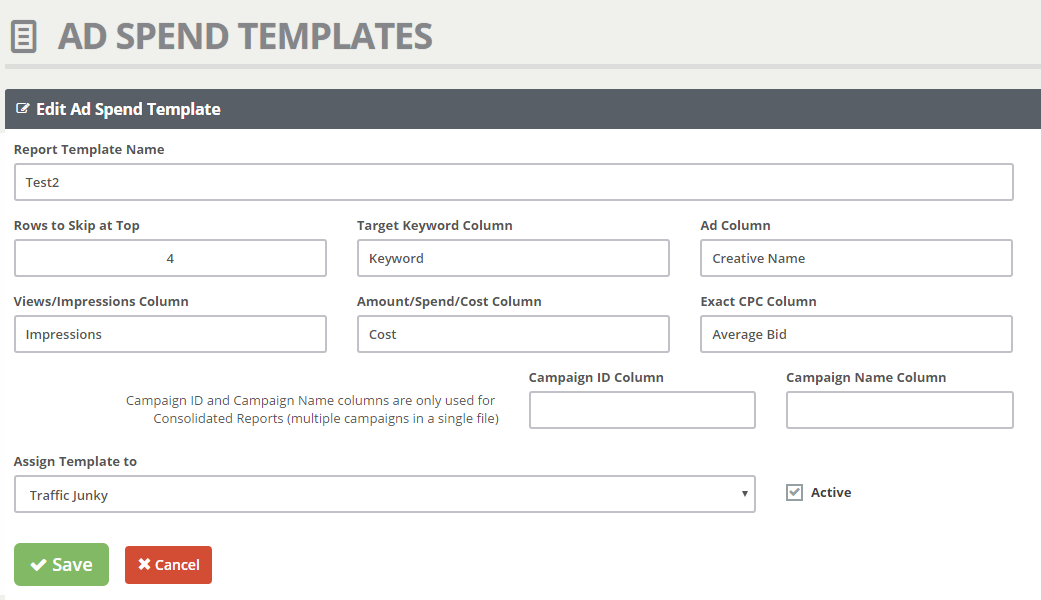 Ad Spend Template