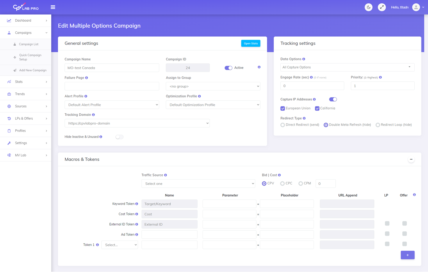 Multiple Option General Settings