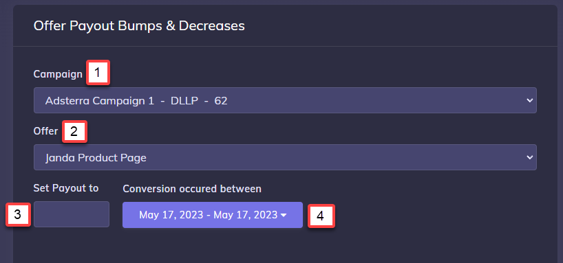 Offer Payout Bumps & Decreases