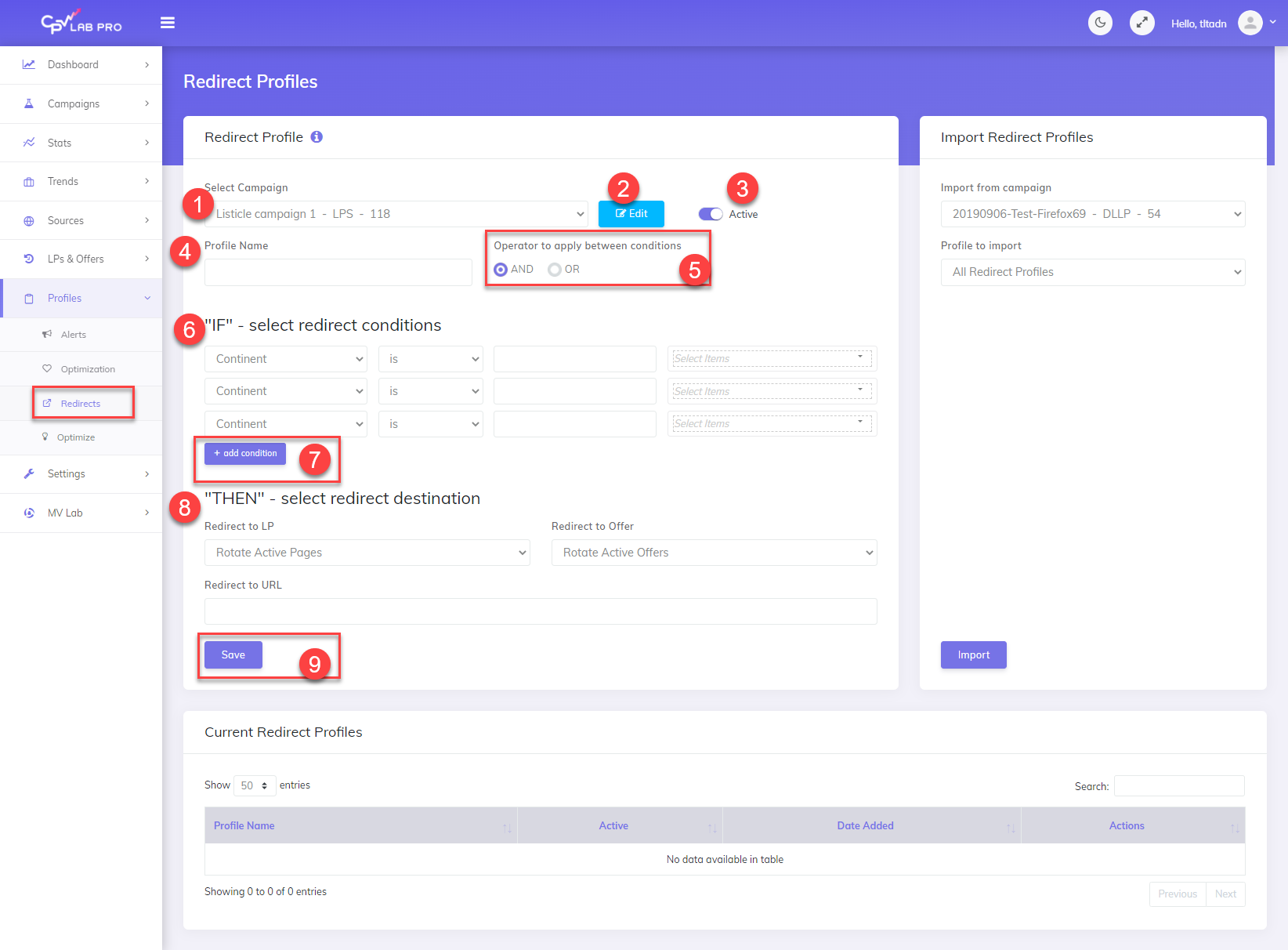 Redirect Profiles