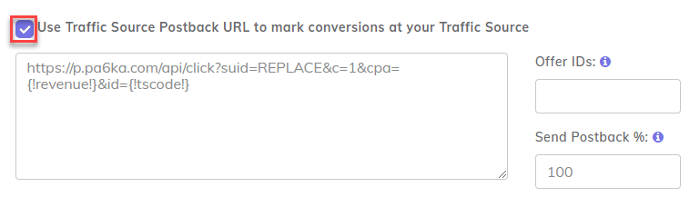  Traforama Postback URL