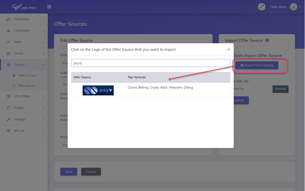 Add PayV Offer Source