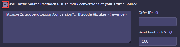 AdOperator Postback URL