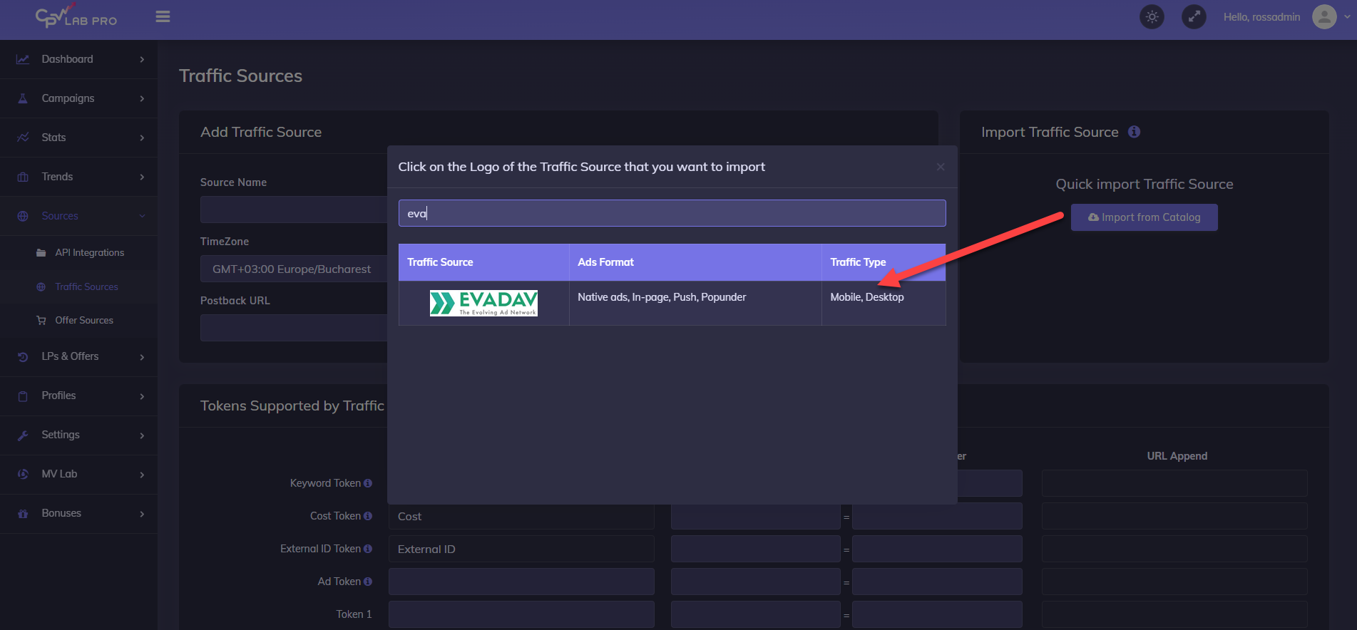 Evadav import catalog