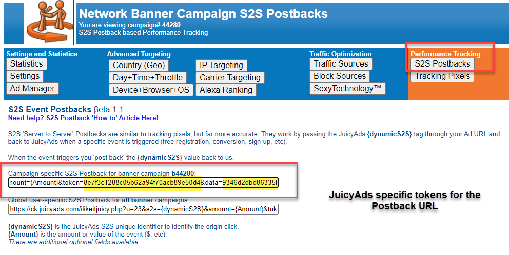 JuicyAds S2S Postback