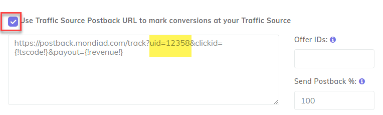 Mondiad Postback URL