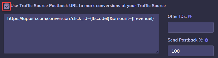 Pushground Postback URL