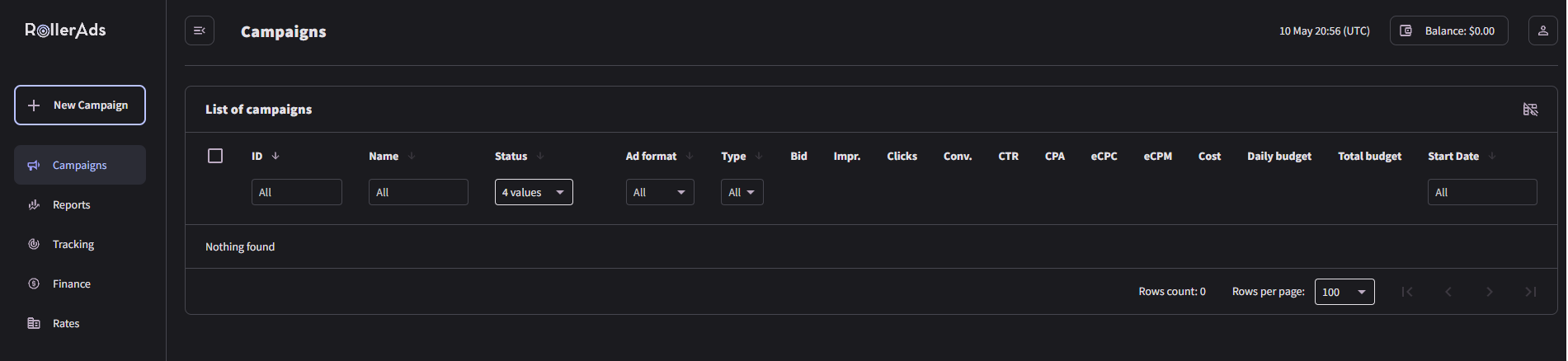 RollerAds Add Campaign