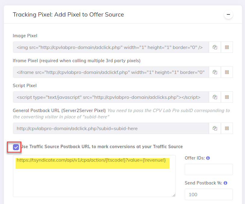 TrafficStars Postback URL
