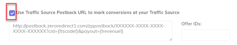 Zeropark Postback URL