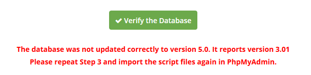 Upgrade Verify negative message
