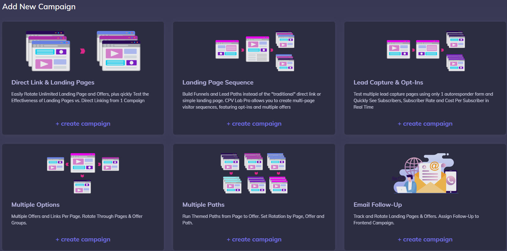 Add new campaign menu