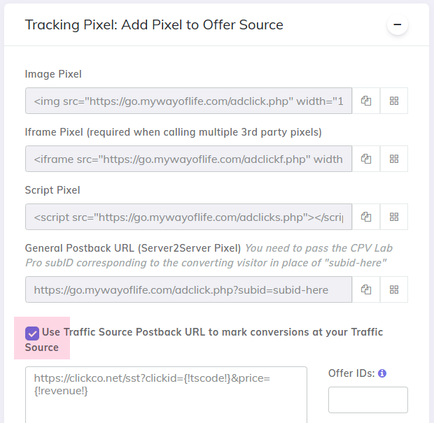 AdsCompass Postback URL in CPV Lab