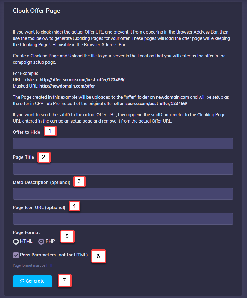 Cloaking offer page