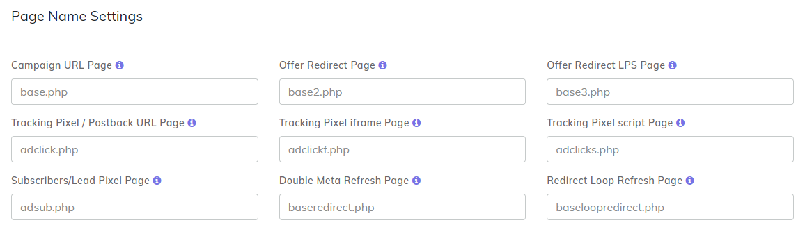 Page Name settings