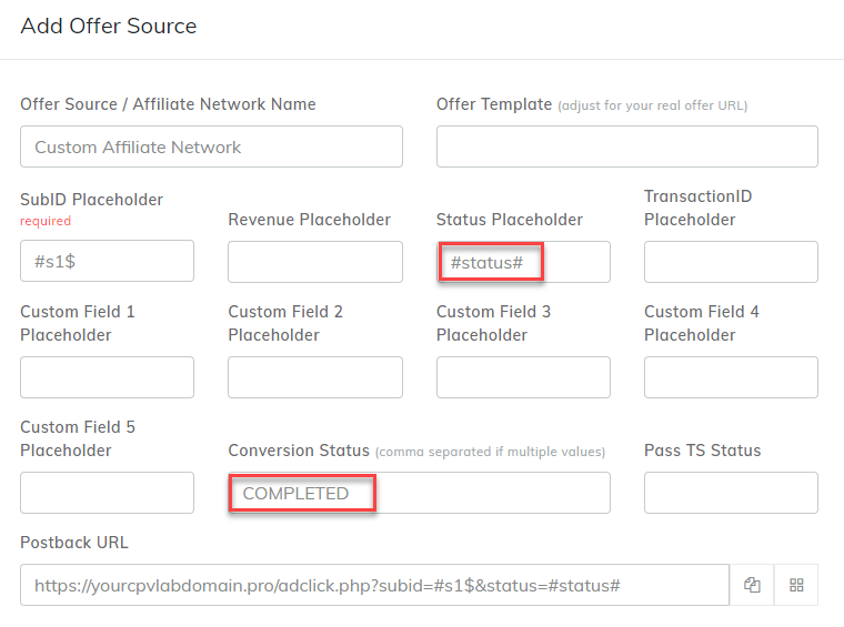 Conversion Data Specific Status