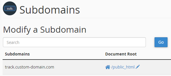 cPanel subdomain