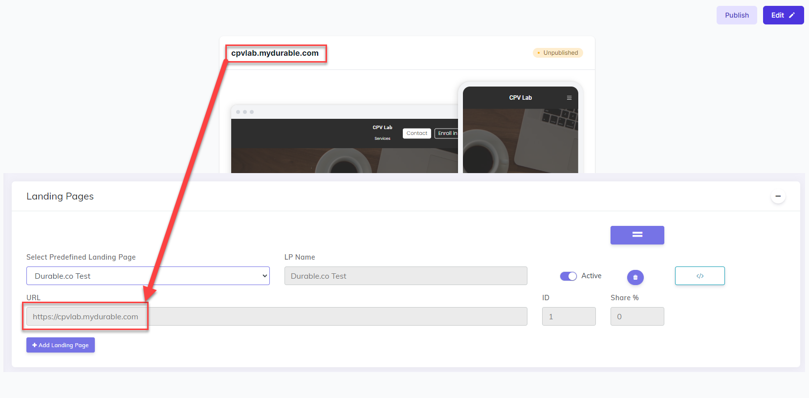 Durable Landing Pages