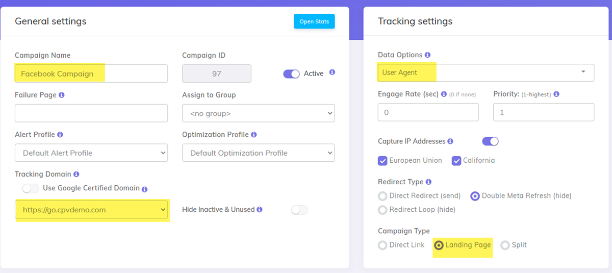 Facebook Campaign Traffic Source