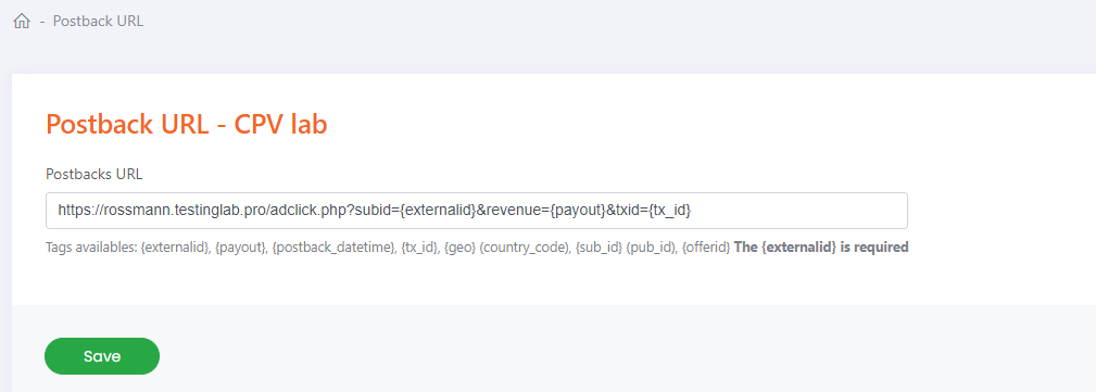 Gasmobi Postback URL