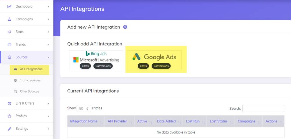New Google Ads integration