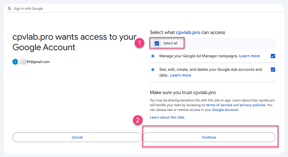Google Ads warning