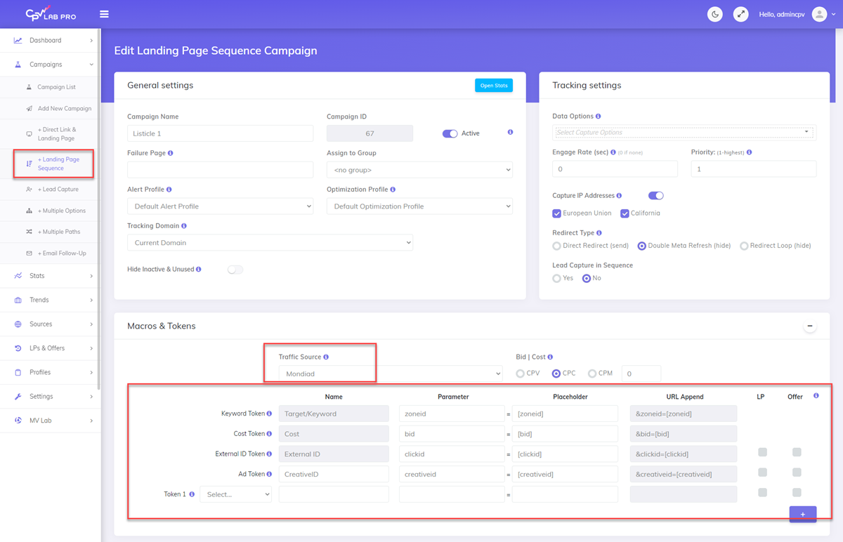 Create basic Lading Page Sequence campaign
