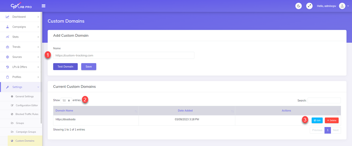  Manage custom domains