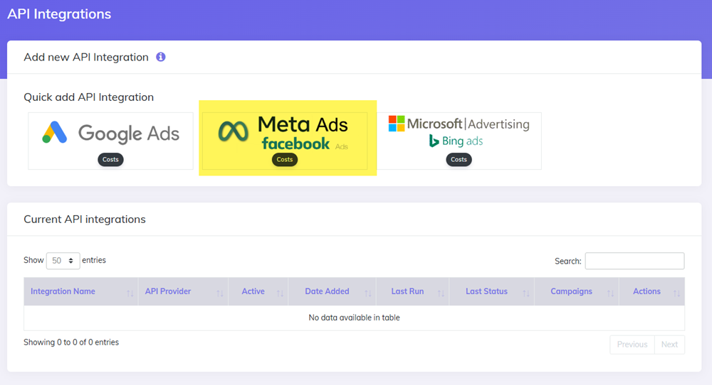 New Meta Ads integration