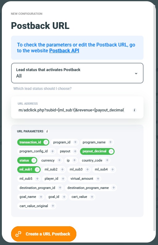 MyLead Global Postback Setup with CPV Lab link