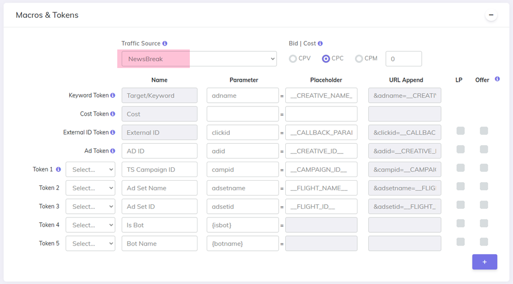 NewsBreak Campaign setup traffic source