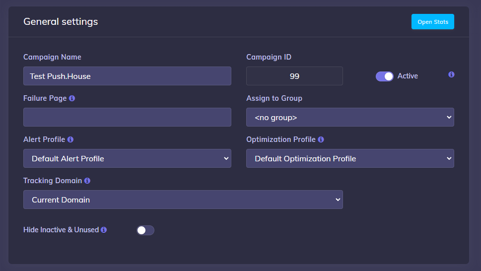 Push house Add Campaign in CPV Lab