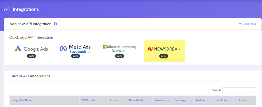 New NewBreak Ads integration