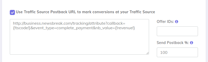 NewsBreak postback URL tracking with CPV Lab 