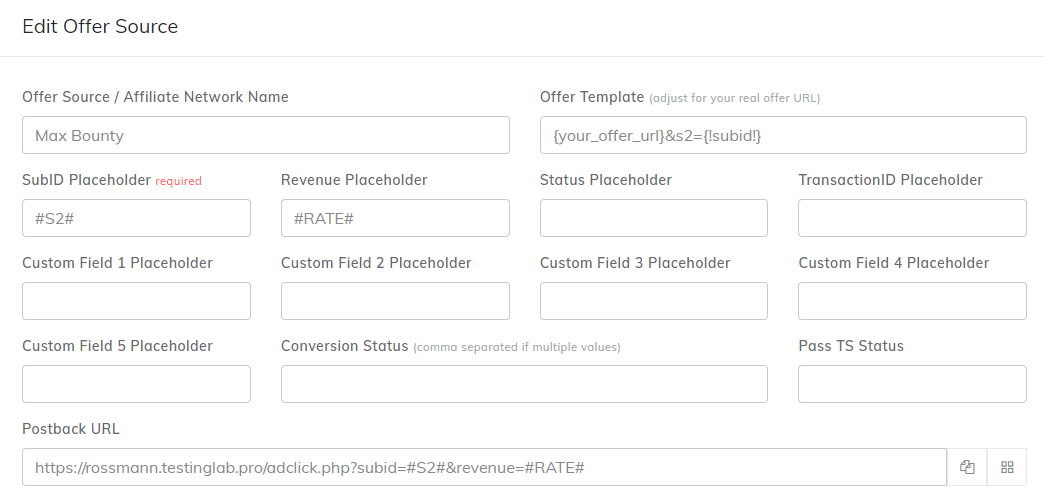 Add MaxBounty Offer Source
