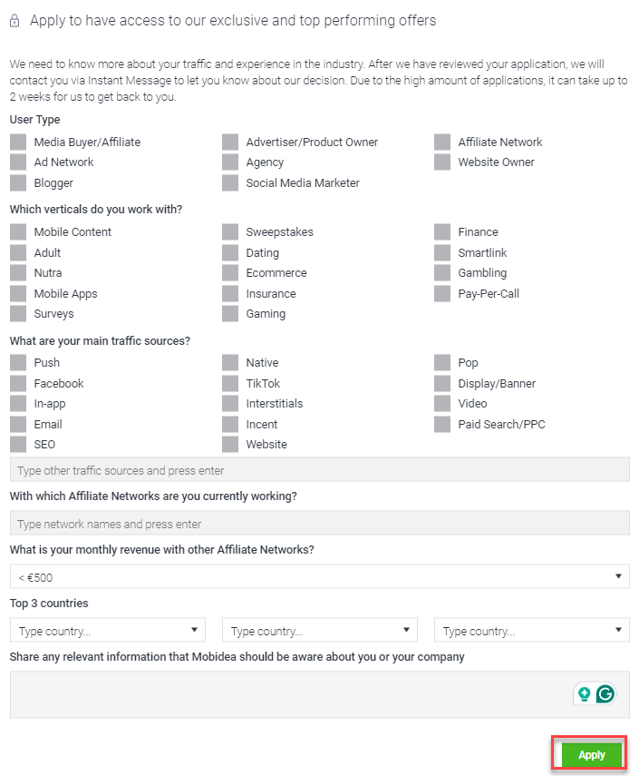 Mobidea Offer Details