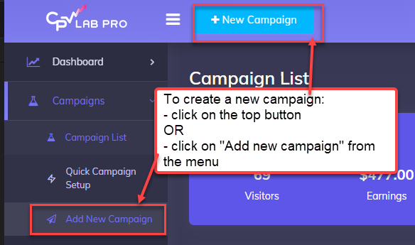 Add New Campaign PropellerAds